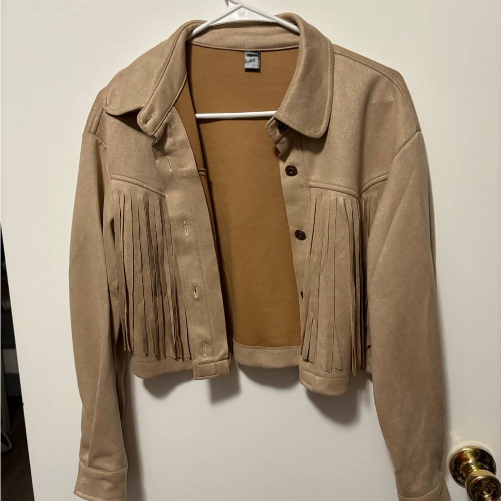 Tan Suede Fringe Women's Jacket